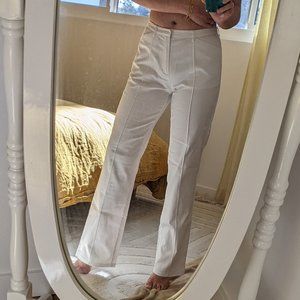 White boot cut pants